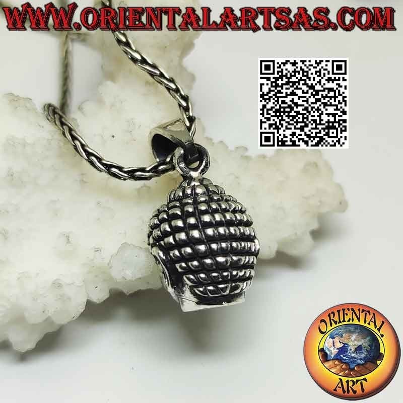 Pendentif en argent en forme de tête de Bouddha rayonnante (grand)