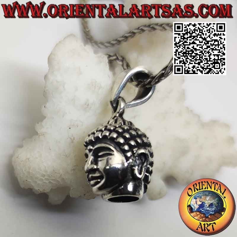 Colgante de plata en forma de cabeza de Buda radiante (grande)