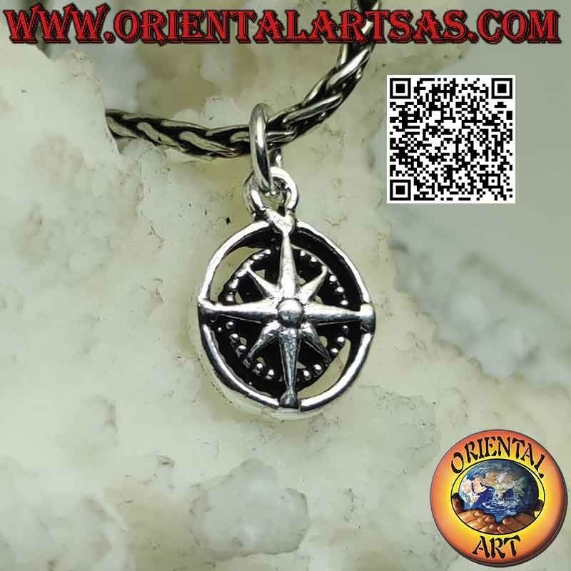 "Essential" double-sided wind rose silver pendant (small)