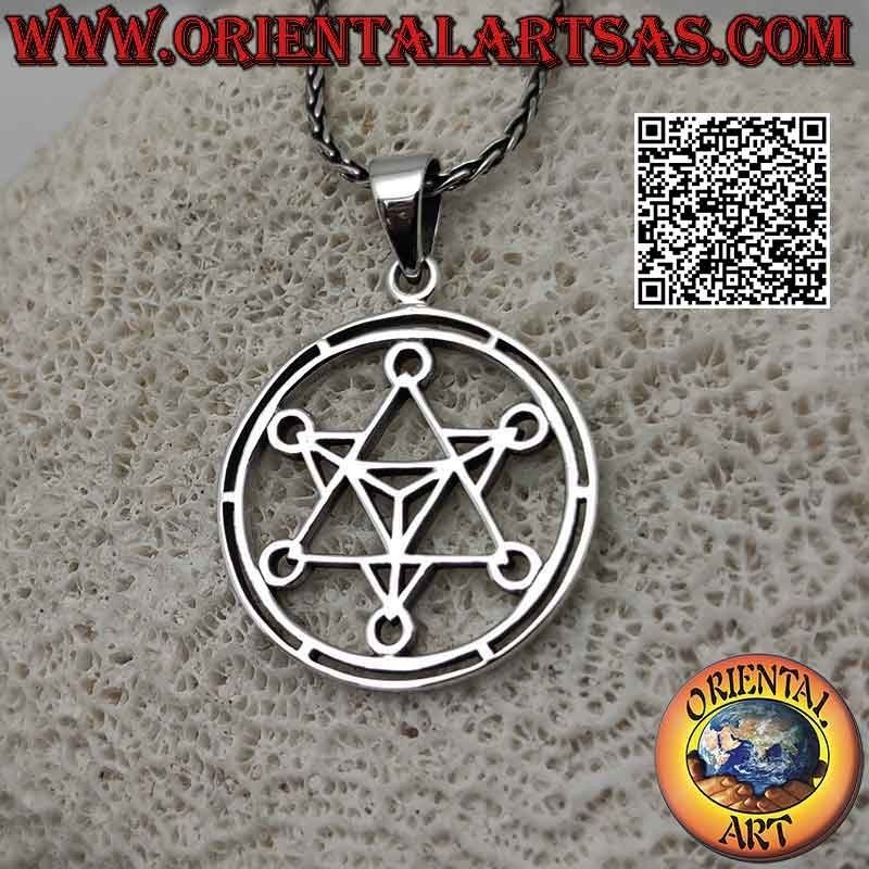Colgante de plata, el cubo de Metatron calado (símbolo del Arcángel Metatron o Arcángel de la vida)