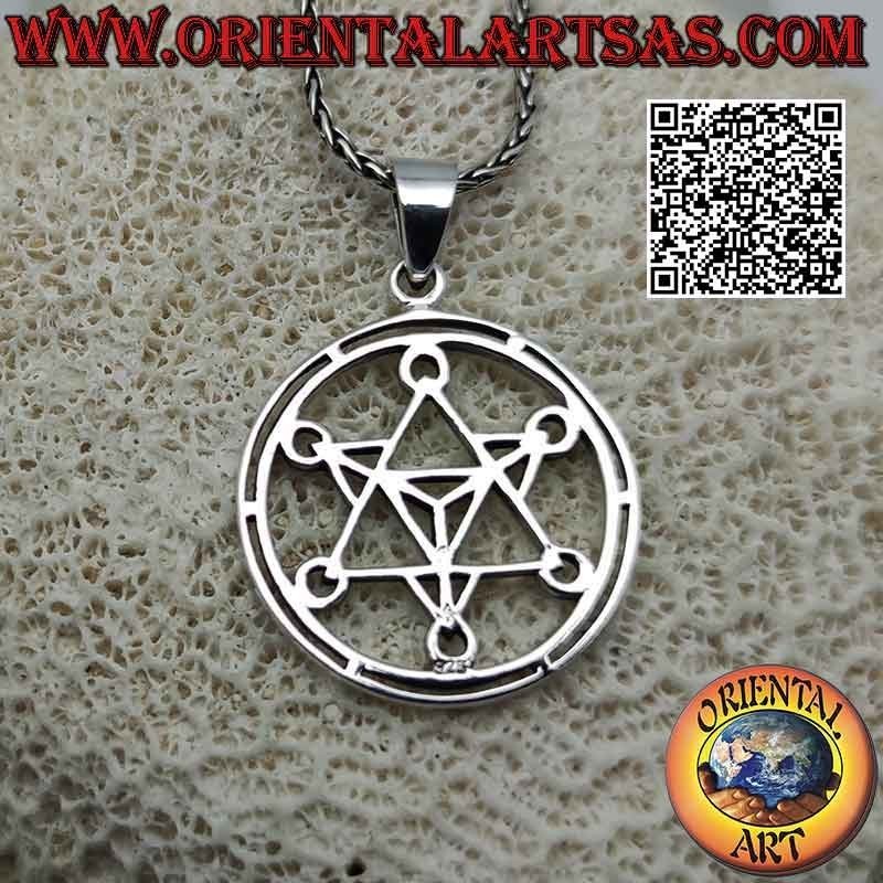 Ciondolo in argento, il cubo di Metatron traforato (simbolo dell’Arcangelo Metatron o l’Arcangelo della vita)