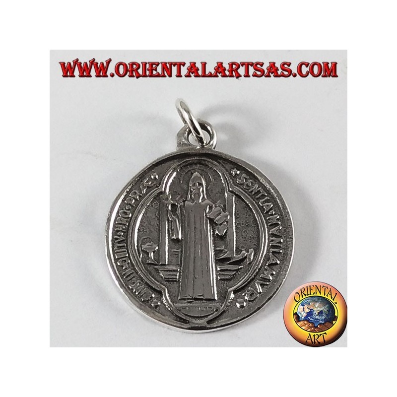 Silber Anhänger Saint Benedict Medaille