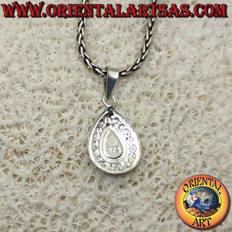 Silberanhänger mit Cabochon-Tropfen aus Perlmutt und "S" oder griechischem Flachrelief