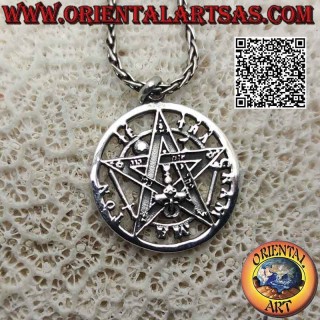 Mittlerer Tetragrammaton-Silberanhänger (Mikrokosmischer Stern oder Talisman mit Pentagramm)
