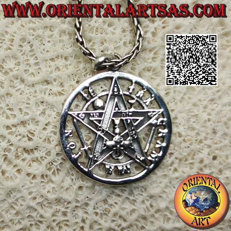 Mittlerer Tetragrammaton-Silberanhänger (Mikrokosmischer Stern oder Talisman mit Pentagramm)