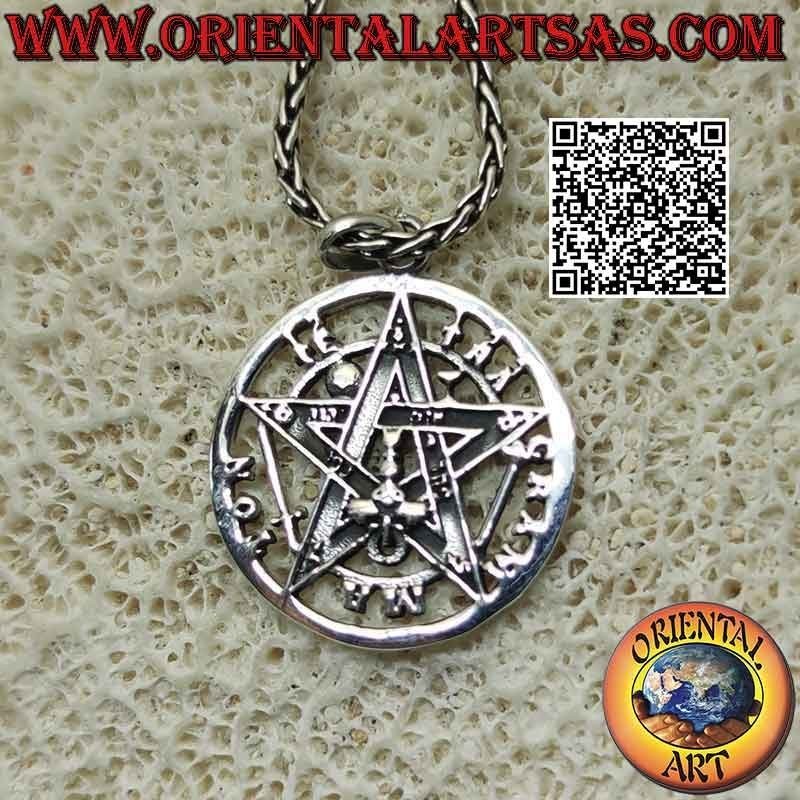 Mittlerer Tetragrammaton-Silberanhänger (Mikrokosmischer Stern oder Talisman mit Pentagramm)
