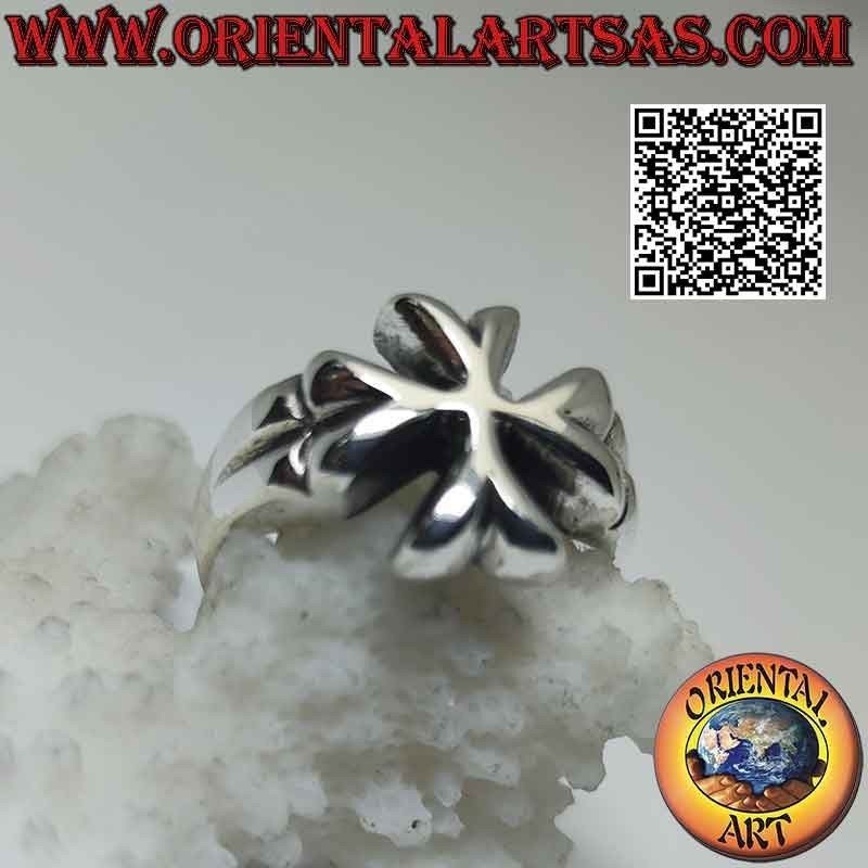 Bague en argent lisse avec croix de Saint Emilien de Cogolla (croix wisigothique) ancrée