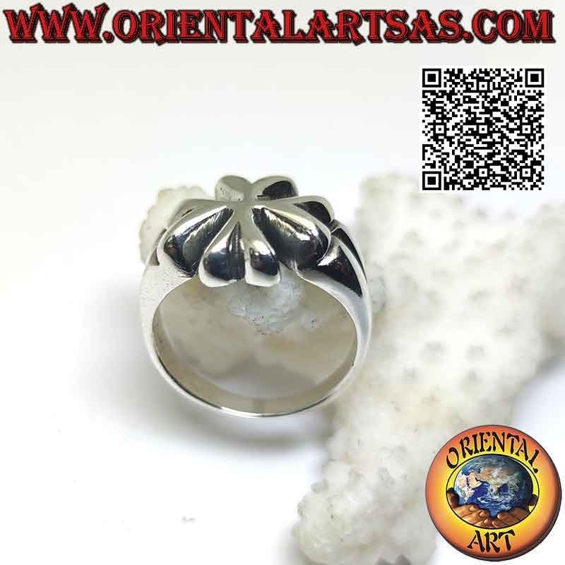 Anello in argento liscio con Croce di sant' Emiliano della Cogolla (Croce visigota) ancorata