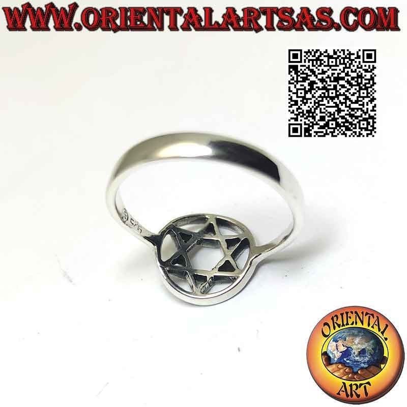 Silver ring, Star of David or Solomon's seal inscribed in the perforated circle