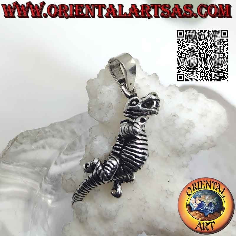 Colgante de plata en forma de dinosaurio tridimensional móvil (en movimiento) T-Rex (Tyrannosaurus rex)