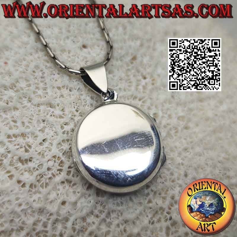 Pendentif cadre photo argent plat lisse rond Ø 20 mm