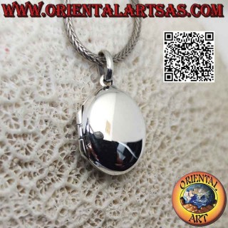 Pendentif cadre photo argent plat lisse ovale (18x14)