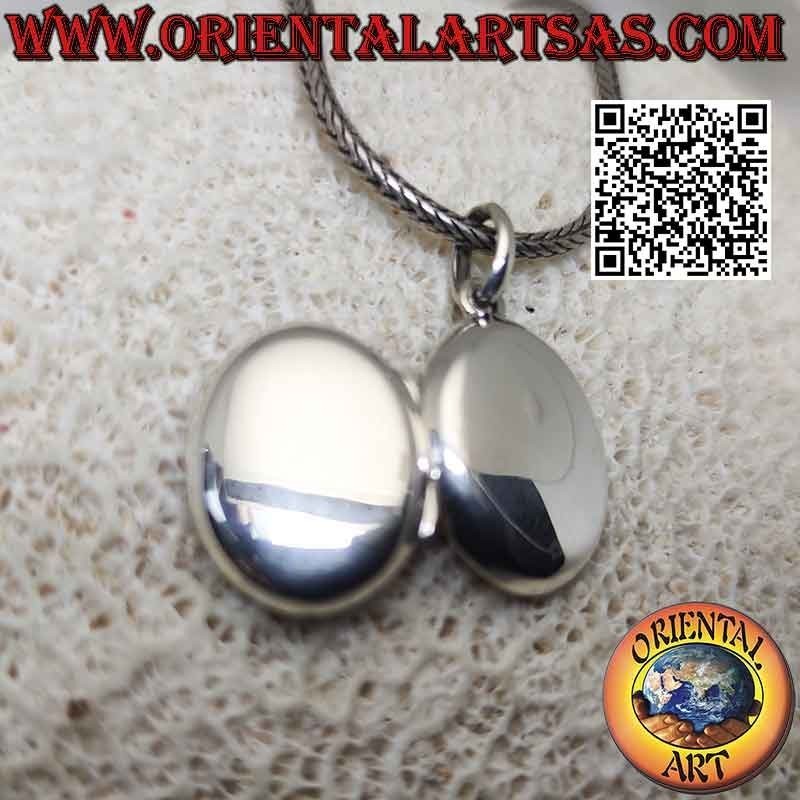 Colgante portafotos plano liso oval plata (18x14)