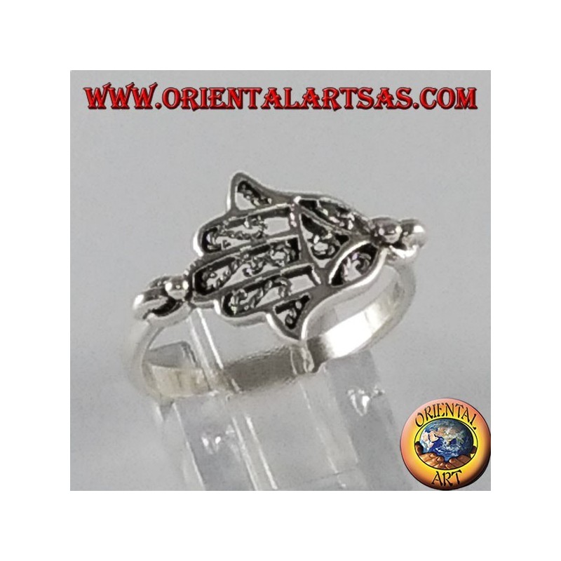 Silber Ring Hand von Fatima Hamsa