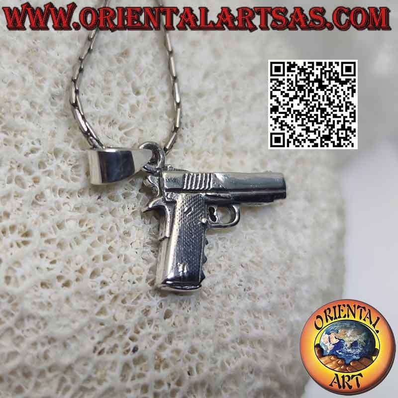 Ciondolo in argento, pistola "Glock" (la classica pistola semiautomatica da servizio)