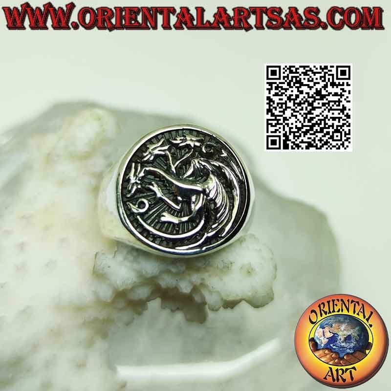 Bague en argent, emblème de la noble maison Targaryen (Game Of Thrones)