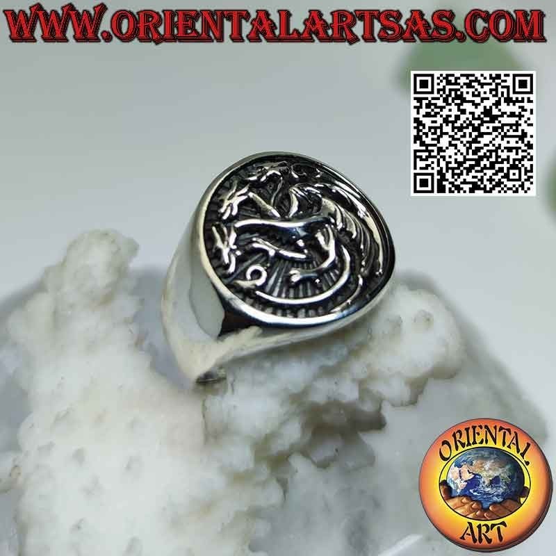 Anello in argento, emblema della casata nobiliare Targaryen (Il Trono Di Spade)