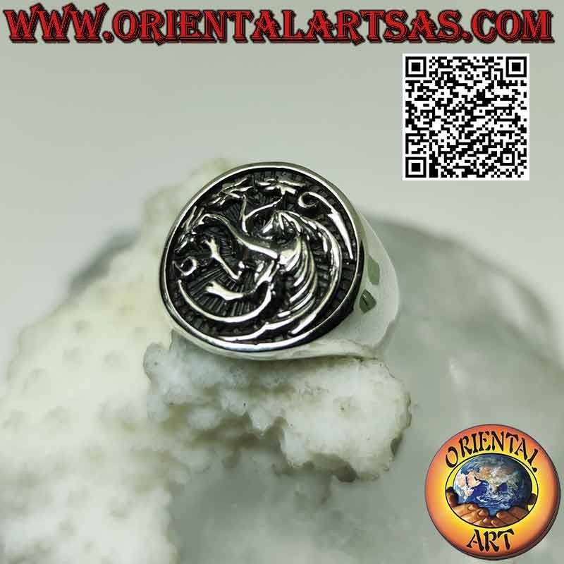 Anello in argento, emblema della casata nobiliare Targaryen (Il Trono Di Spade)