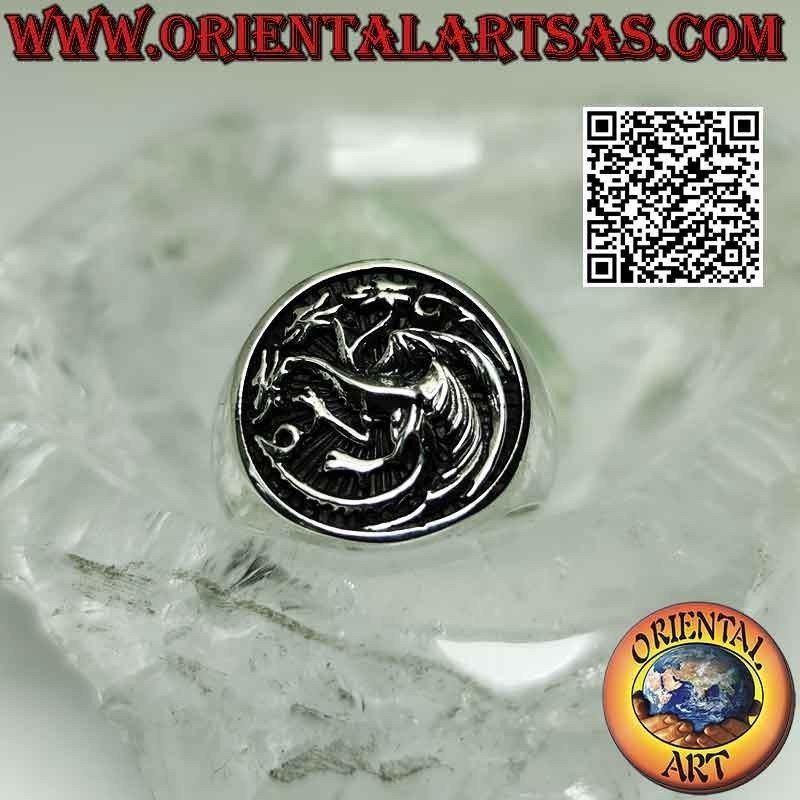 Silver ring, emblem of the noble house Targaryen (Game Of Thrones)