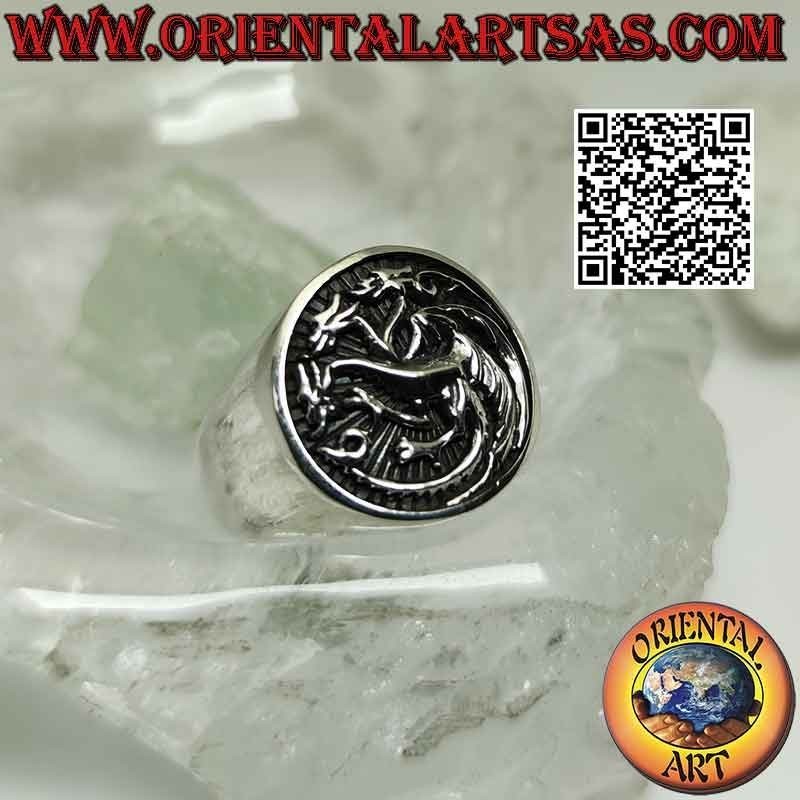 Bague en argent, emblème de la noble maison Targaryen (Game Of Thrones)