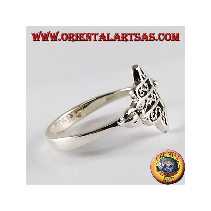 Anello d'argento Mano di fatima Hamsa