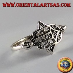 Anillo de plata de la mano de Fátima Hamsa