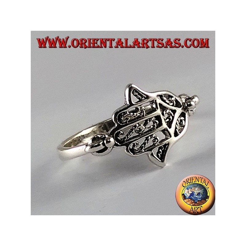 Anillo de plata de la mano de Fátima Hamsa