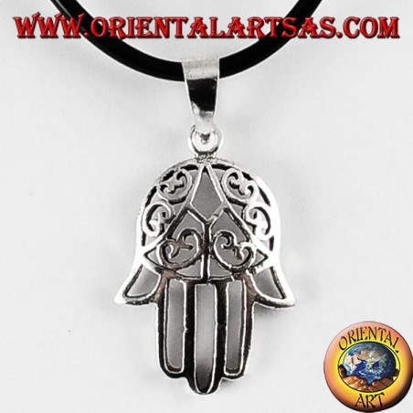 Ciondolo d'argento Mano di fatima Hamsa 