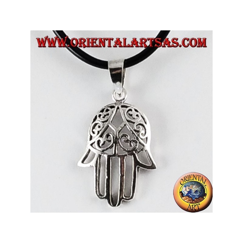 Ciondolo d'argento Mano di fatima Hamsa
