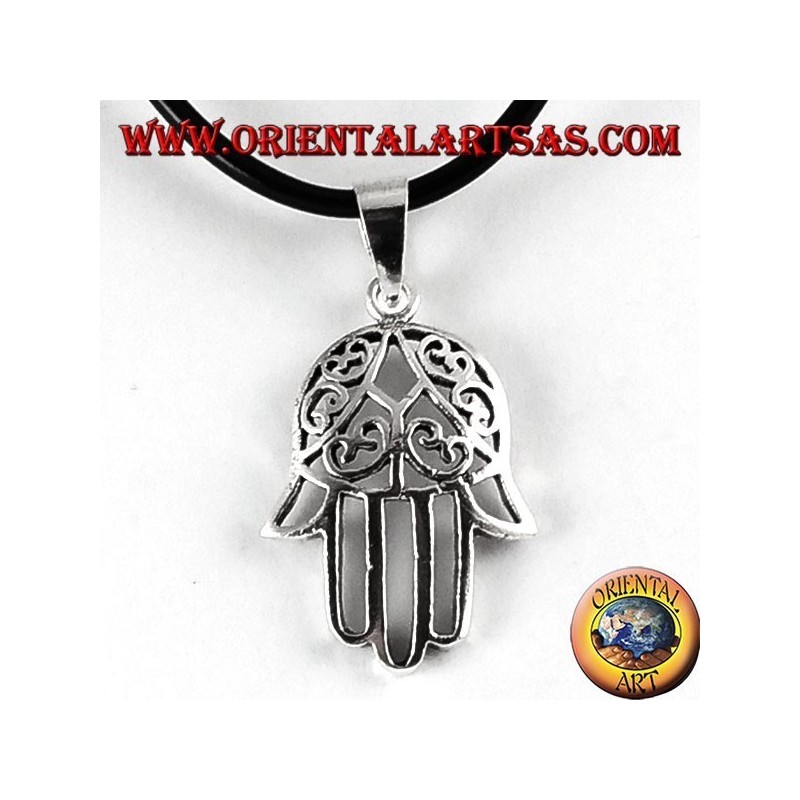 Ciondolo d'argento Mano di fatima Hamsa