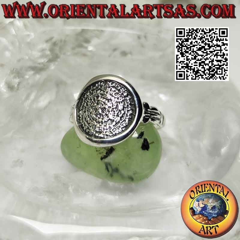Silver ring, "The Phaistos Disc" with trident on the sides (medium)