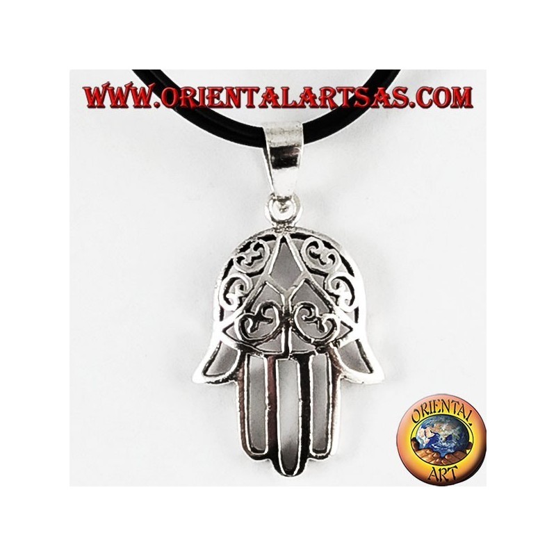 Ciondolo d'argento Mano di fatima Hamsa