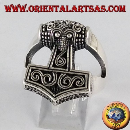 Anello d'argento  Mjöllnir martello di Thor 