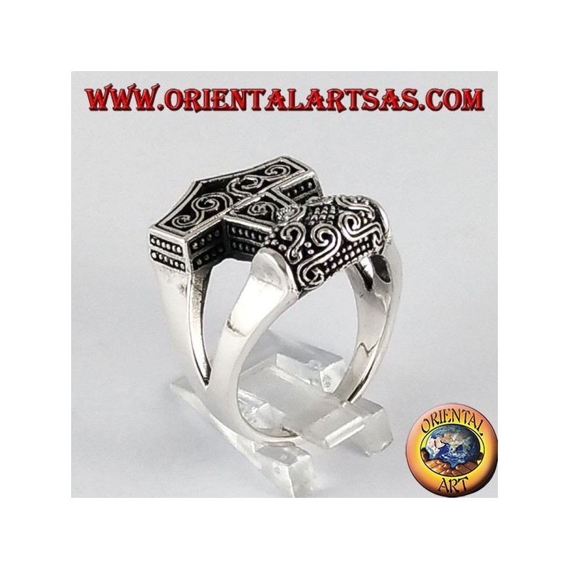 Anello d'argento  Mjöllnir martello di Thor