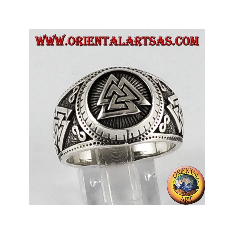 Anillo de plata símbolo de Valknut Odin