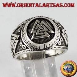 Silberring Valknut Symbol Odin