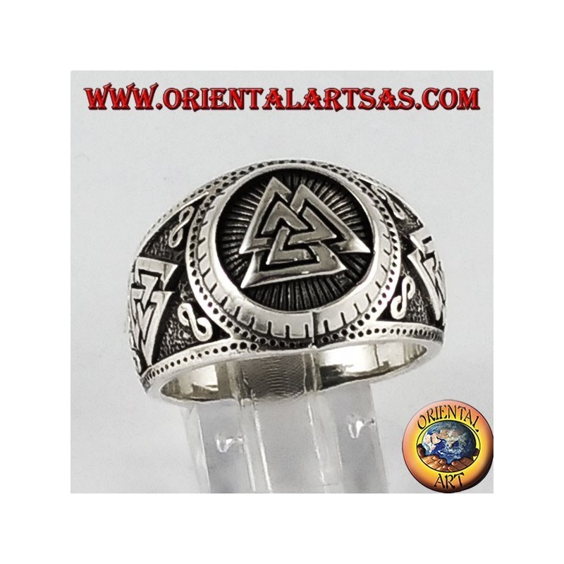 Silver ring Valknut symbol Odin