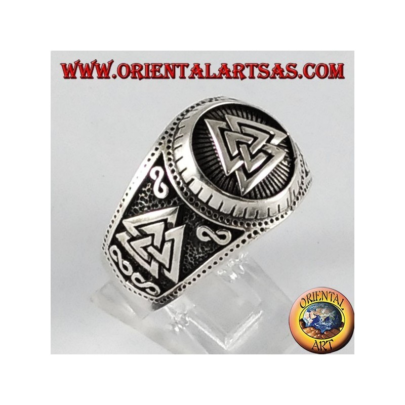 Silberring Valknut Symbol Odin