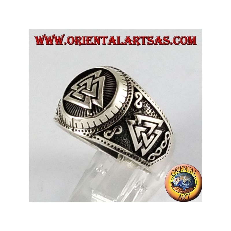 Silberring Valknut Symbol Odin