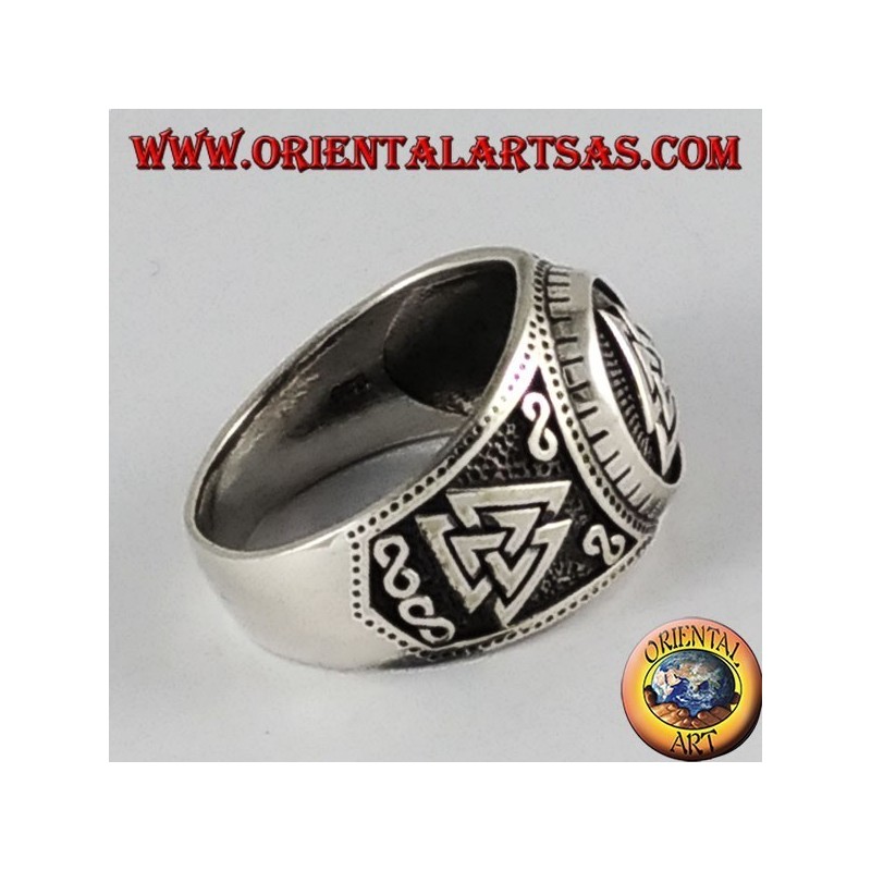 Silver ring Valknut symbol Odin