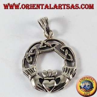 Ciondolo  d'argento, claddagh simbolo  celtico