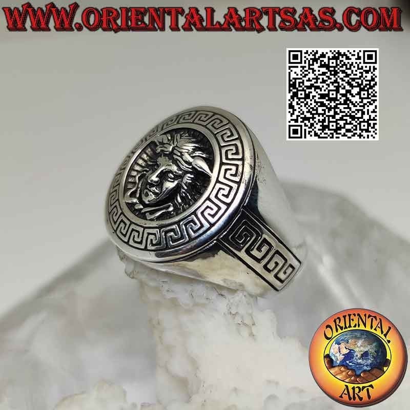 Glatter runder Silberring mit „Versace“-Emblem (das mythologische Medusenhaupt)