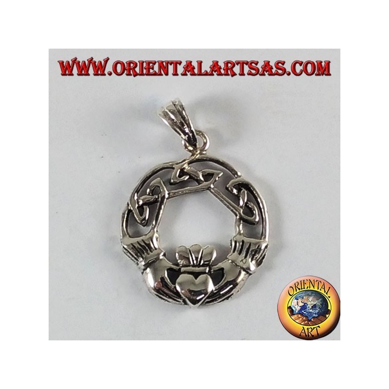 Ciondolo  d'argento, claddagh simbolo  celtico