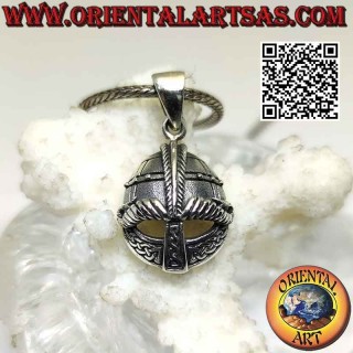 Silver pendant in the shape of a helmet with Celtic engravings