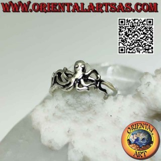 Bague en argent, pieuvre (pieuvre) ou pieuvre lisse (petite)