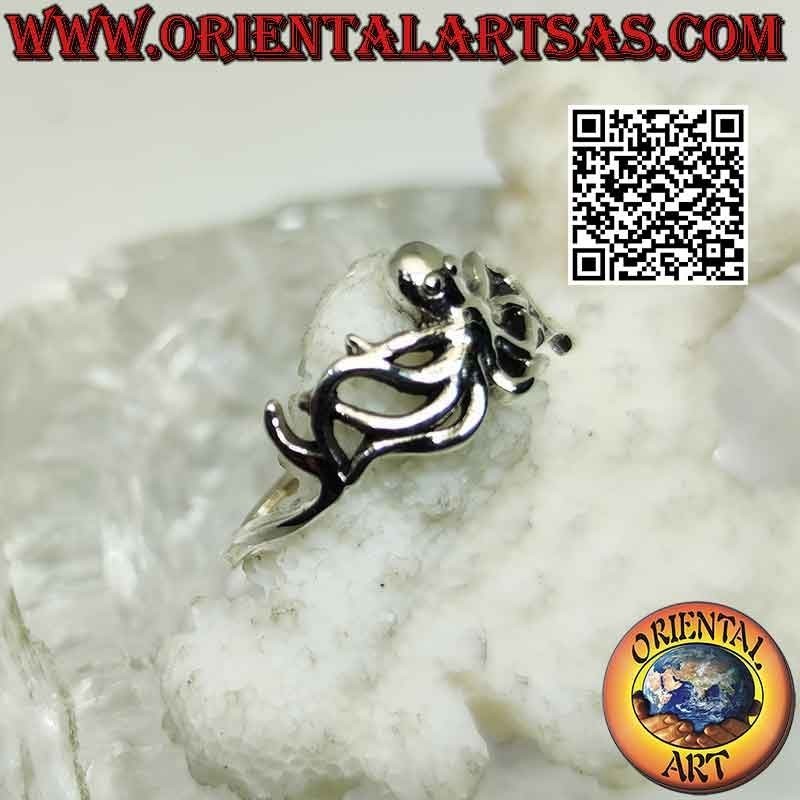 Anillo de plata, pulpo (pulpo) o pulpo liso (pequeño)