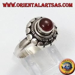 Silver ring with natural round carnelian