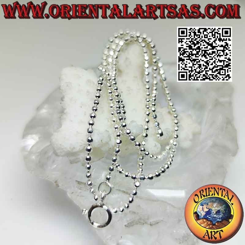 Collier chaîne en argent 925‰, boules carrées taille diamant (épaisseur 2 mm)