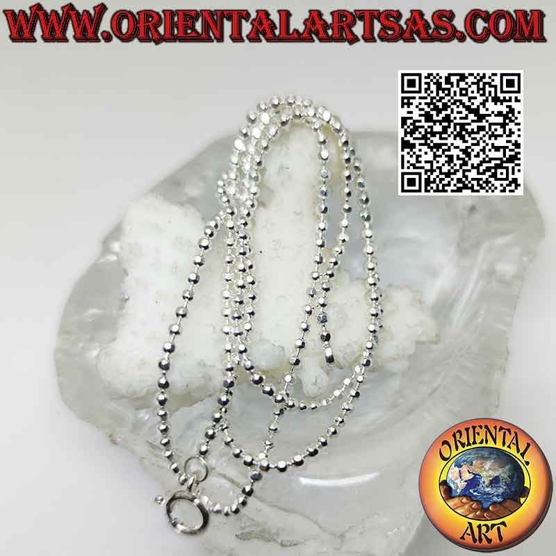 Collier chaîne en argent 925‰, boules carrées taille diamant (épaisseur 2 mm)