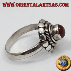 Silver ring with natural round carnelian
